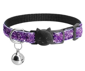 wholesale quick release kitten cat collar bling sequins puppy dog collars with cute bell safety for kitten dog adjustable