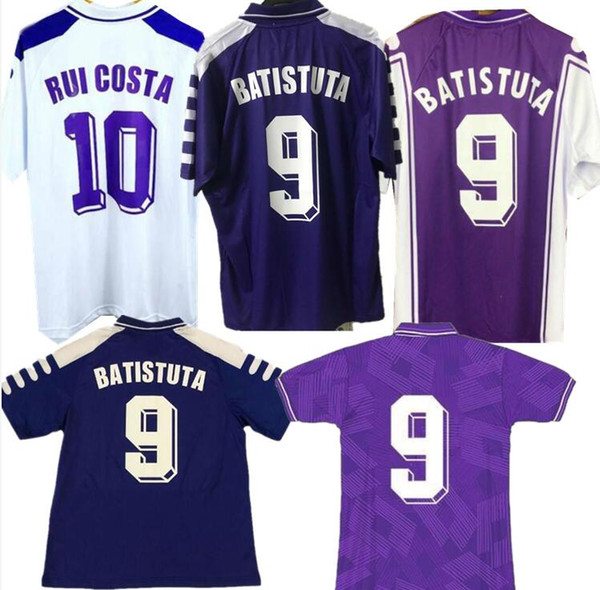 1998 1999 2000 Retro Fiorentina Soccer Jerseys BATISTUTA RUI COSTA Custom Vintage 92 93 Florence Home long Football Shirt Camisas Futebol YO