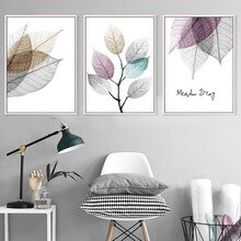 Canvas Print Poster Nordic Painting Rich Leaves Abstract Golden Leaf  Vein Painting Entrance Aisle Cuadros Salon Decoracion 2-19