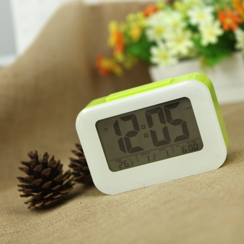 LED Digital Alarm Clock Repeating Snooze Light-activated Sensor Backlight Time Date Temperature Display Green