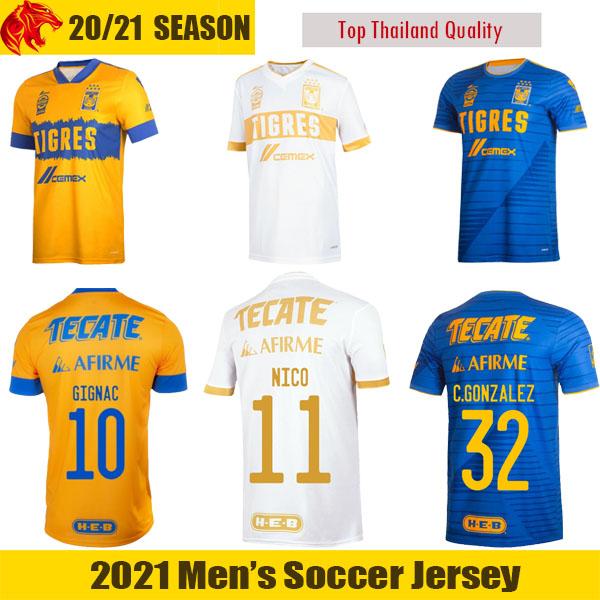 20 21 Tigres UANL Soccer Jerseys AQUINO NICO GIGNAC Football Shirt PIZARRO C.GONZALEZ QUINONES Mens Jersey Kids Kit