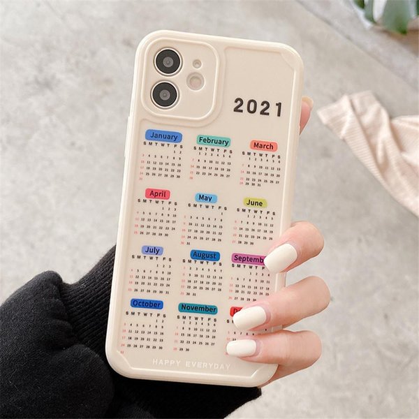 2021 New Calendar Date Cell Phone Cases For iPhone 11 12 Pro Max XR X 7 8 Plus Soft TPU Case Free DHL shipping