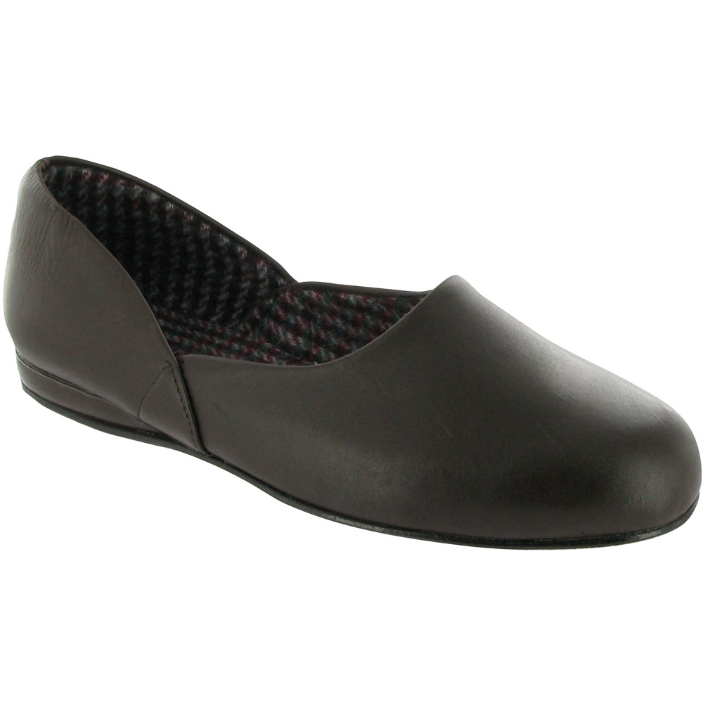 Mirak Mens Jayson Slip-On Leather Textile Inner Slipper Shoe Brown