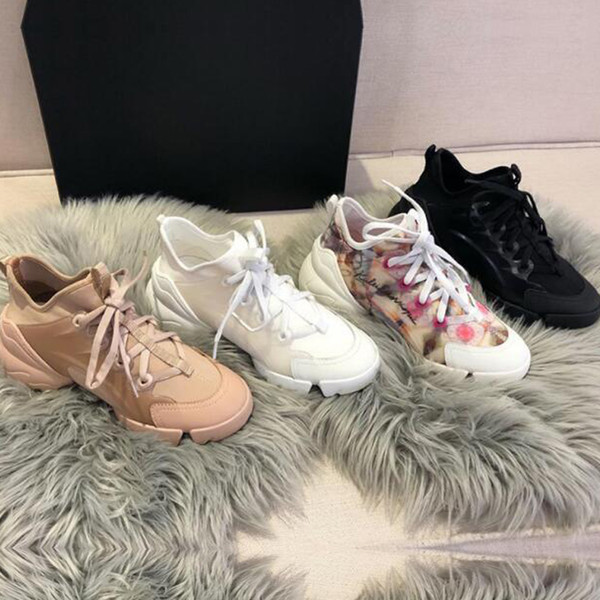 spring summer platform casual shoes fashion flowers sports woman shoes Leisure printing Lace up thick bottom Bowling shoe Large size 35-42