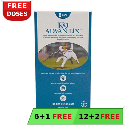 K9 Advantix Medium Dogs 11-20 Lbs (Aqua) 12 + 2 Free