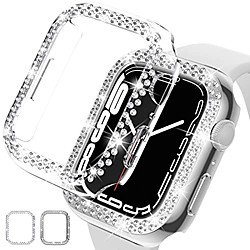 [2pack] für Apple Watch Bumper Case 41mm Serie 7 Zubehör [keine Displayschutzfolie], iwatch Schutzhülle für PC Bling Diamond Case Crystal Frame für Damen Mädchen (nur für 41 mm, klar-silber) Lightinthebox