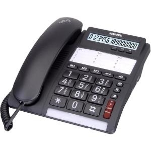 Switel Schnurgebundenes Seniorentelefon TF 535 Optische Anrufsignalisierung schwarz-weiß Display Schwarz