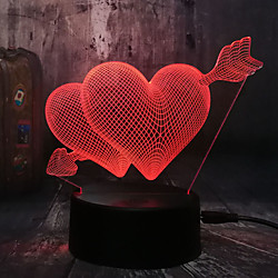 Romantic Love 3D Arrow Through the Heart LED Night Light Desk Lamp Wedding Bedroom Decoration Lovers and Couple and love Best Gift