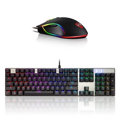 Motospeed V30 Wired Optical USB Gaming Mouse + Inflictor CK104 Blue Switches Tactile Mechanical Esport Gaming Game Keyboard