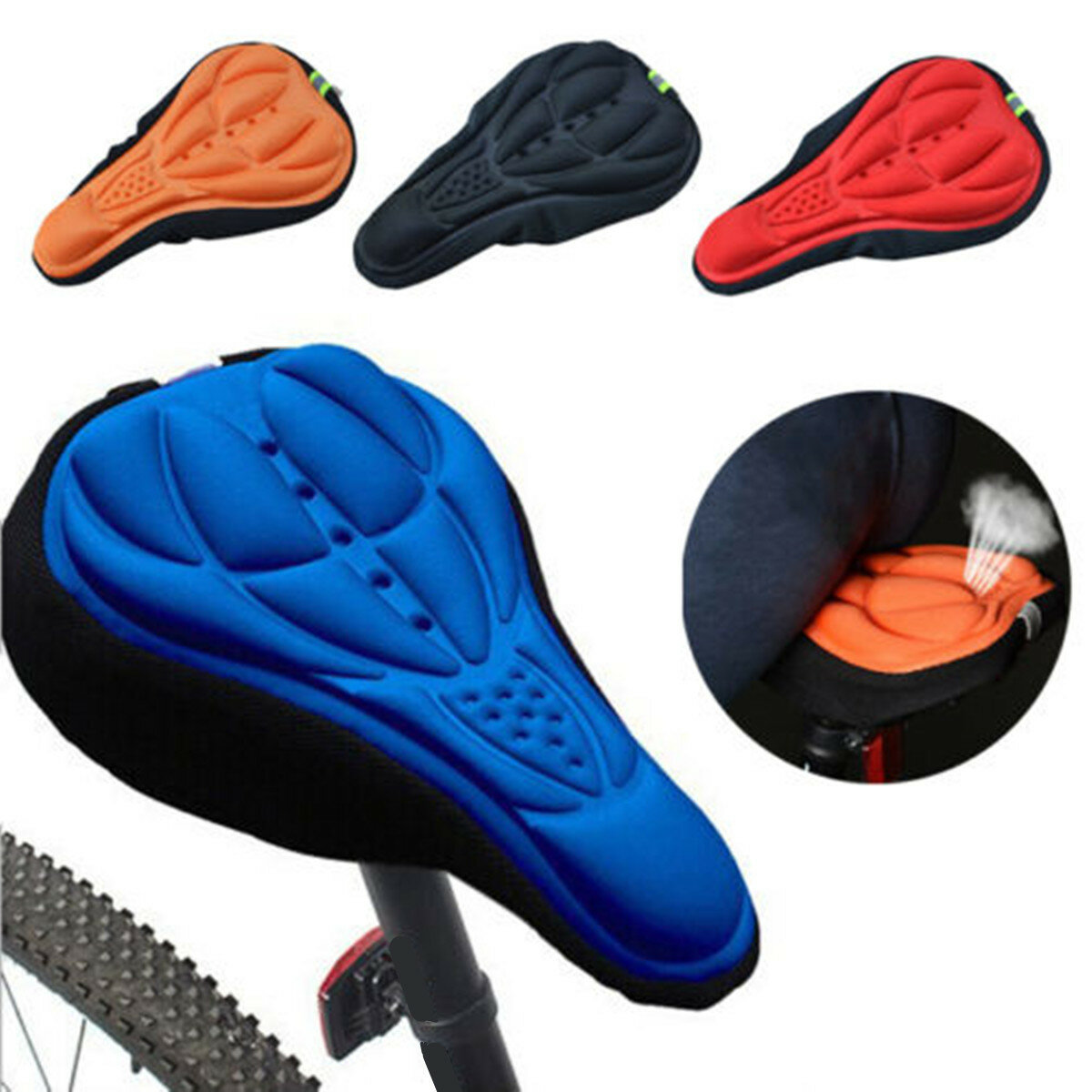 Outdoor Cycling 3D Bicycle Silicone Gel Pad Seat Saddle Cover Soft Cushion
