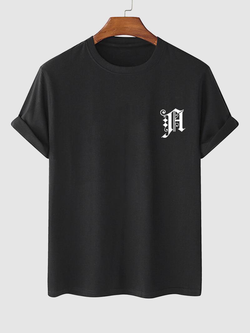 ZAFUL Men's Gothic Letter Graphic Printed Short Sleeve T-shirt M Black