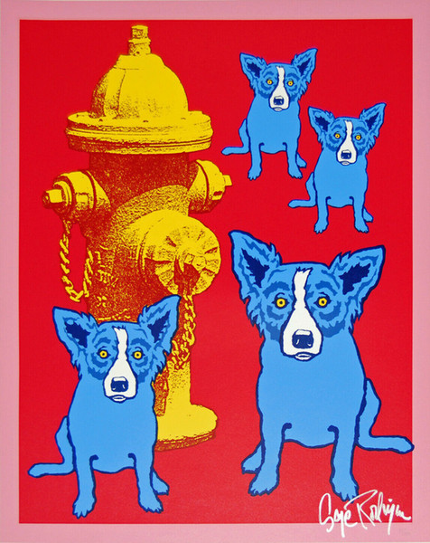 george rodrigue blue dog dog on cherry jello with fireplug home decor handcrafts /hd print oil painting on canvas wall art pictures 200114