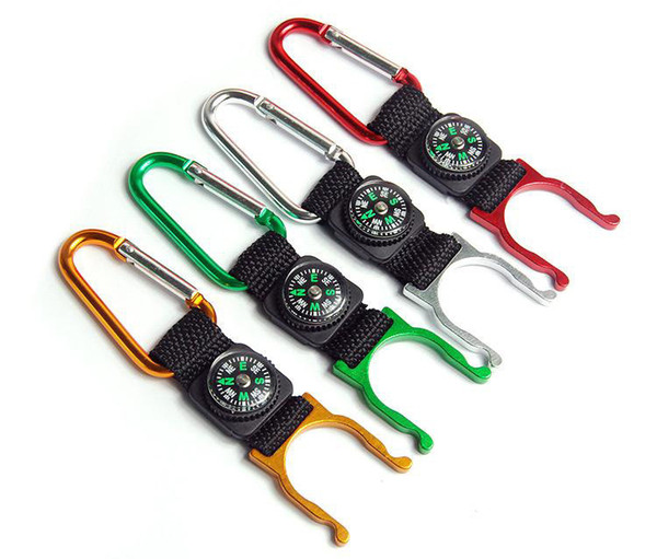 15 pcs a lot Carabiner Aquarius Buckle Outdoors Gear Gadgets Mountaineering Buckle With Compass Hiking Campang Fast Shipping