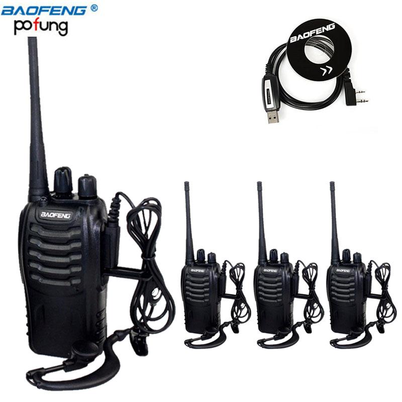 4Pcs Baofeng BF-888S Walkie Talk UHF Two Way Radio BF888S Handheld CB Radio set 888S Comunicador Transmitter Transceiver+Headset