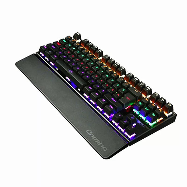 Backlit Mechanical Gaming Keyboard with Blue Switches 87 Keys 100% Anti-Ghosting with Big Removable Hand-Rest for Gamers