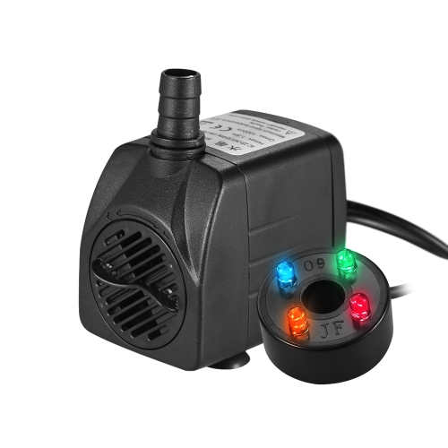 1000L/H 15W Submersible Water Pump with 4 LED Light Ultra Quiet for Pond Aquarium Fish Tank Tabletop Fountain Hydroponics 4.9ft (1.5m) Power Cord