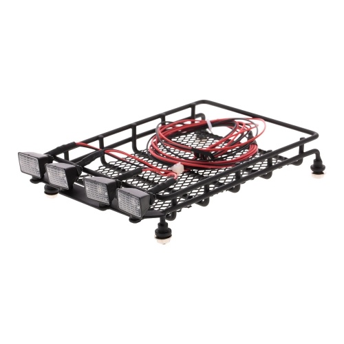 Roof Rack Luggage Carrier with Square Light Bar for 1/10 RC Crawler Axial SCX10 D90 110 Traxxas TRX-4 Tamiya HSP RC Car Parts
