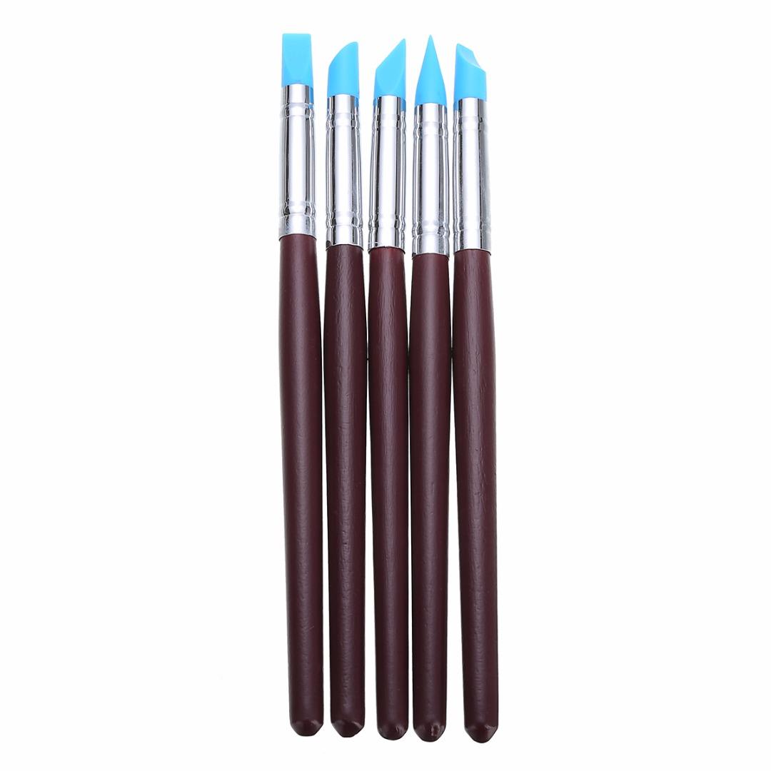 5pcs Soft Silicone Pottery Clay Tool Sculpting Fimo Polymer Modelling Shaper Tools For Hobby Craft