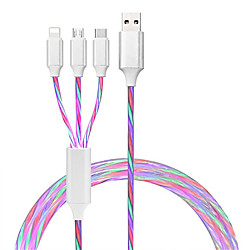 6pcs 2pcs 1pcs Glow LED Lighting 3-in-1 Fast Charging USB Type C Cable  Micro Charger Cable Wire for iPhone Huawei Samsung Lightinthebox
