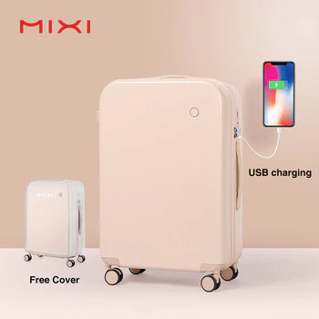 Mixi Smart Suitcase USB Charging Travel Luggage Men Women Trolley Case PC Rolling Luggage Spinner Wheels TSA Lock Free Cover