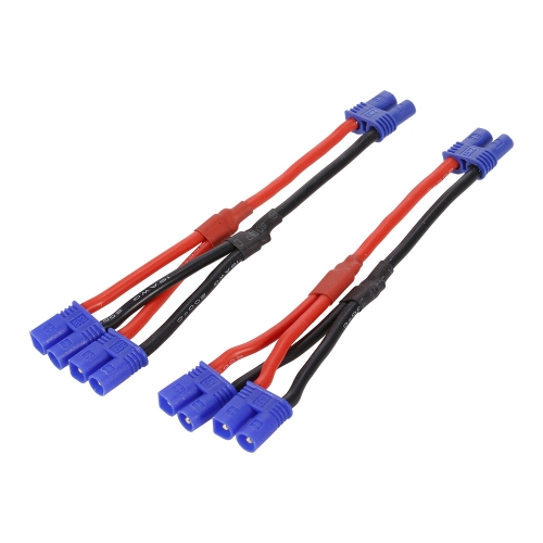 2pcs Female EC2 Plug to Two Male EC2 Plug Cable Connector Adapter Wire for   Hubsan H501S Drone Quadcopter Lipo Battery