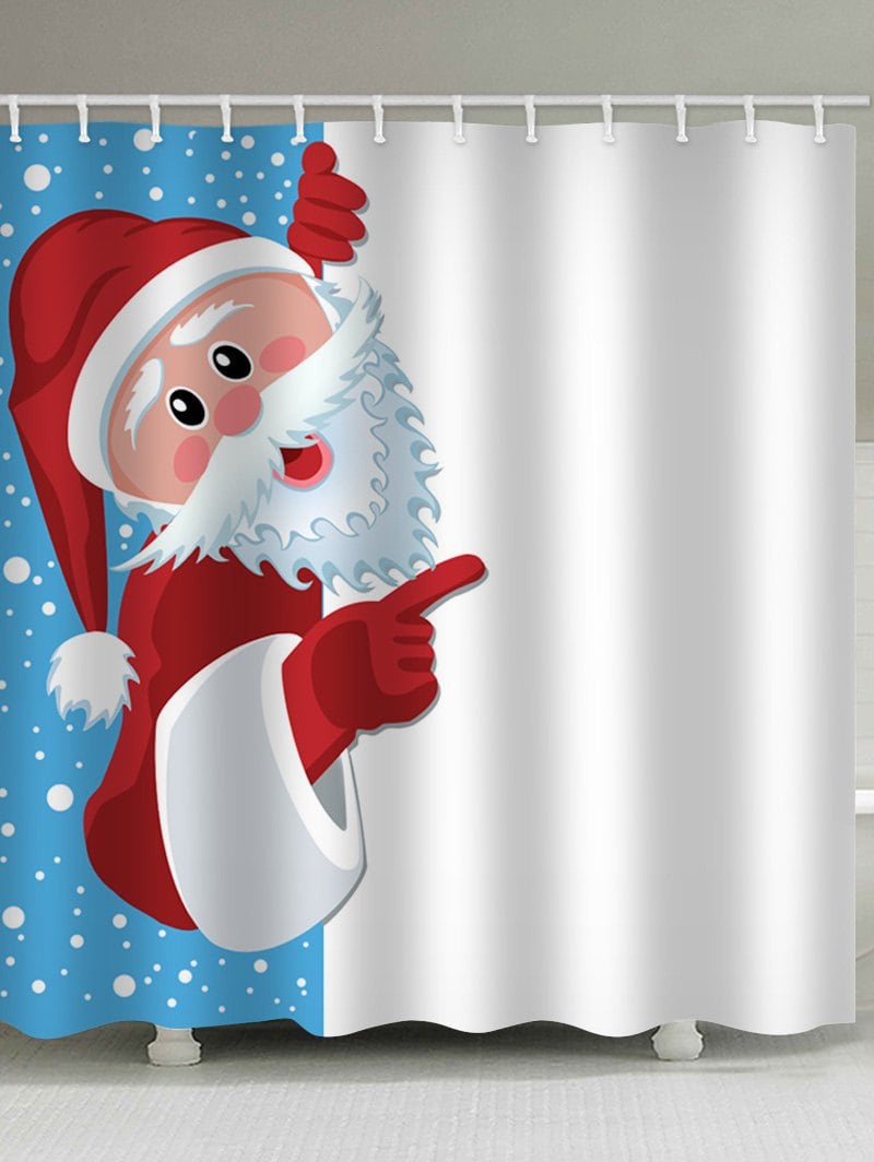 Christmas Santa Claus Print Waterproof Bath Curtain