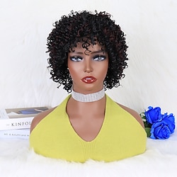 Synthetic Wig Deep Curly Afro Curly Bob Machine Made Wig 10 inch Black Synthetic Hair Women's Soft Elastic Classic Natural Black Lightinthebox