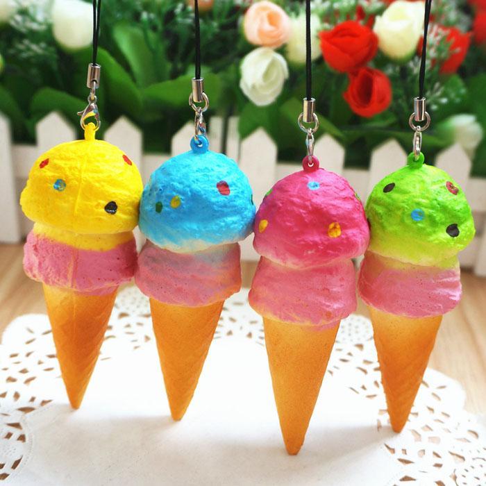 2016 New Kawaii Squishies Bag Charm Wholesale Free Shipping Rare Squishy Ice Cream Cell Phone Straps