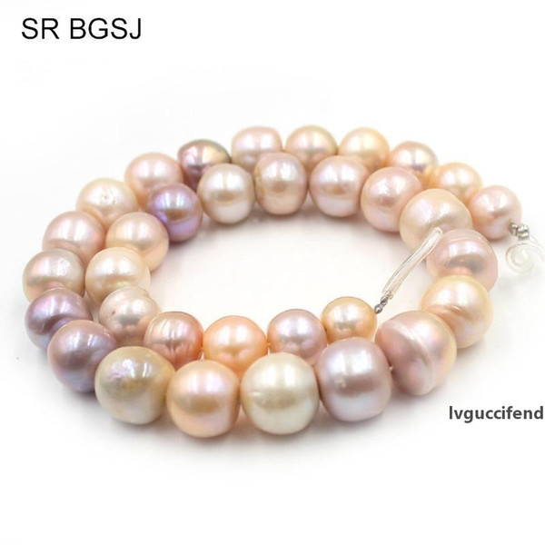 sr 12-15mm aaa graduated mixed colors natural freshwater pearl jewelry beads strand 15 t200507