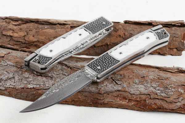 High quality Damascus folding knife all steel bone micro BM outdoor camping knife EDC hunting tactical survival knife Christmas men's gift