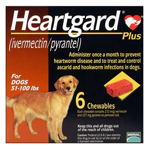Heartgard Plus Chewables For Large Dog 51-100lbs (Brown) 6 Doses
