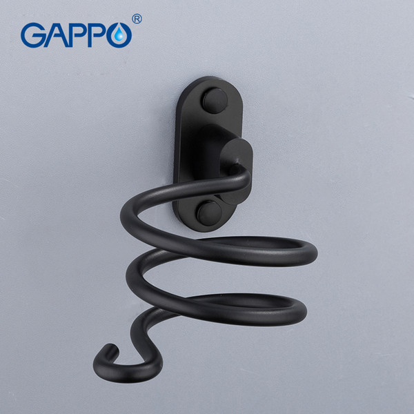 gappo bath hardware sets space aluminum wall mounted hair dryer holder rack black holder storage rack bathroom accessories