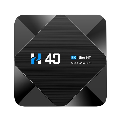 H40 Android 10.0 Smart TV Box Allwinner H616 Quad-core UHD 4K Media Player 6K HDR10 H.265 VP9 4GB / 64GB 2.4G & 5G WiFi BT4.1 100M LAN Télécommande d'affichage LCD