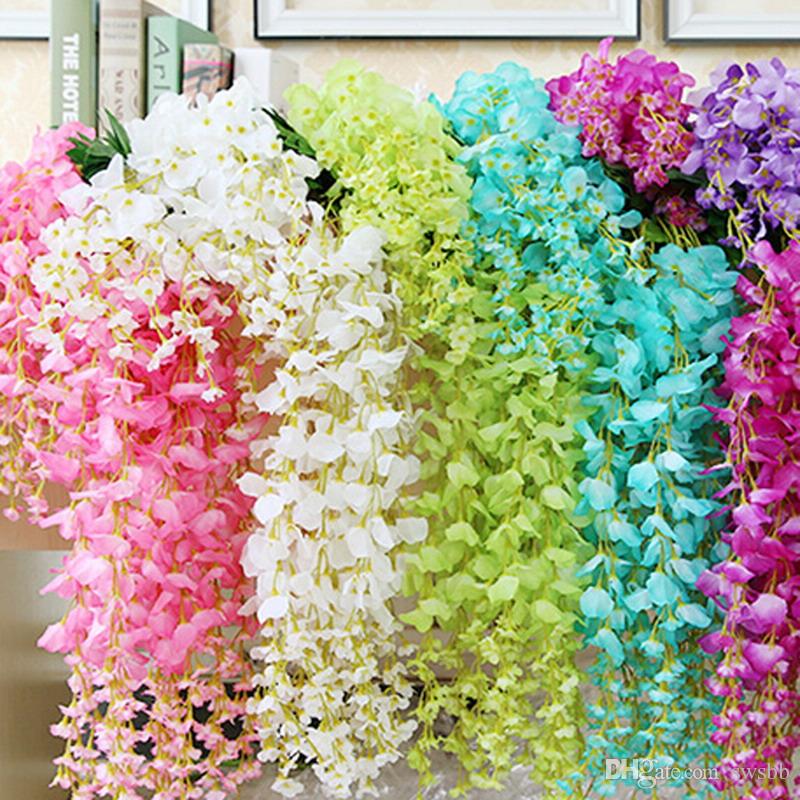 Artificial Hanging Wisteria Flower Vine Fake ivy Wreaths Wedding arches Decoration for bride Party Home Garden Decor 75 and 110cm