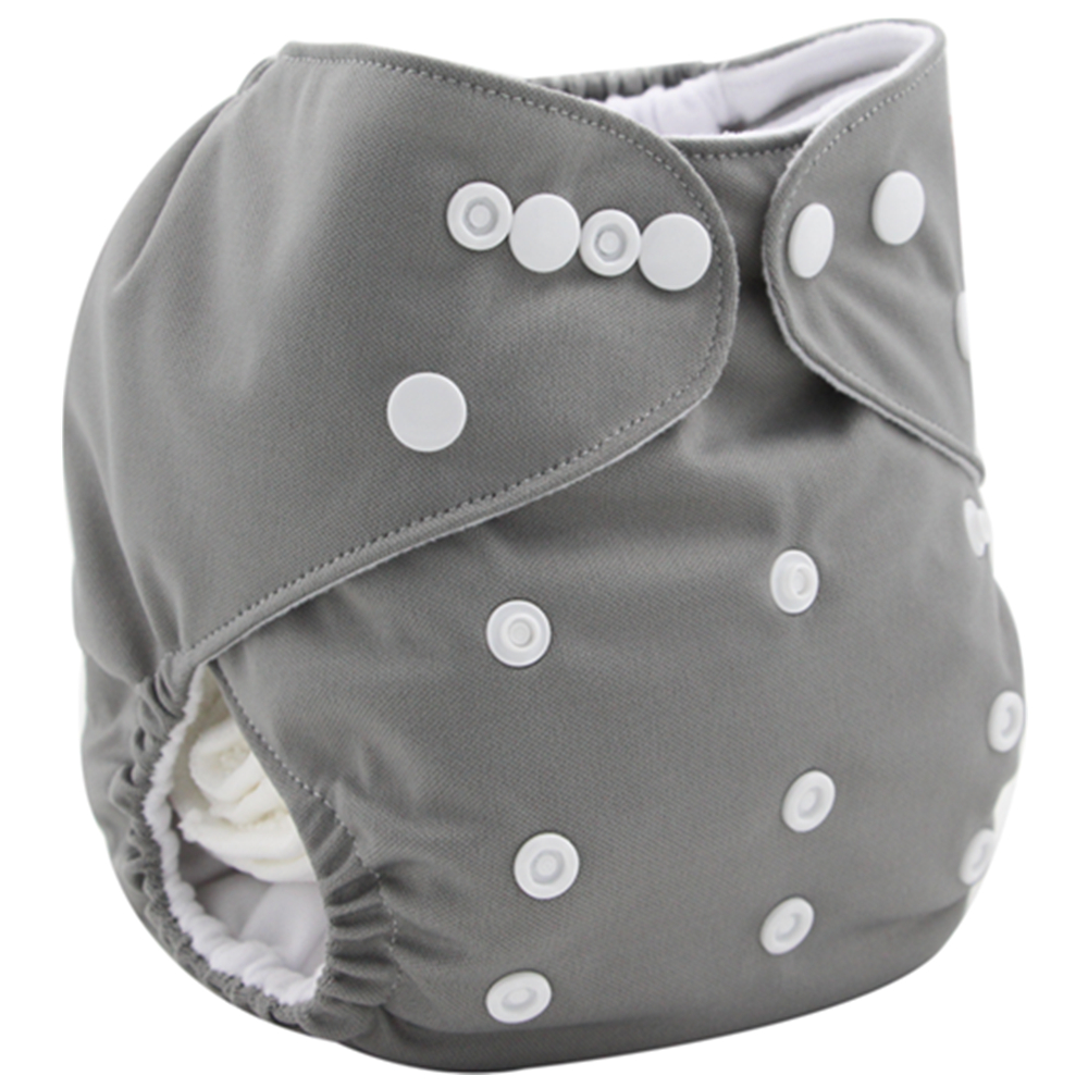 Reusable Adjustable Grey Cloth Diaper with One Insert