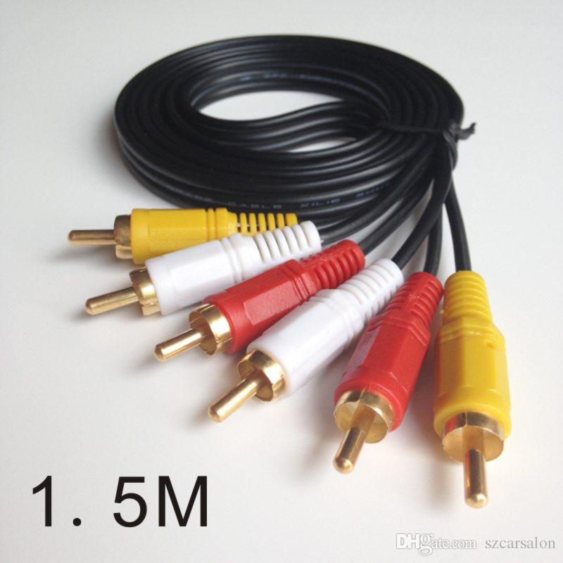 retail packing 5FT 1.5M Triple 3 RCA to 3RCA Composite Audio Video Male-Male AV Cable Plug