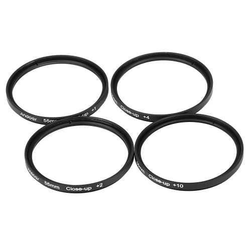 Andoer 55mm Macro Close-Up Filter Set +1 +2 +4 +10 with Pouch for Nikon Canon Tamron Sigma Sony Alpha A200 A450 A300 DSLRs