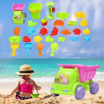 28PCS Kids Sand Water Toddler Mill Play Set Sandpit Beach Garden Toy Sand Molds Truck