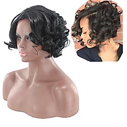 black pear flower curls wigs for women short hair with oblique bagns wigs heat resistant daily wigs 18cm/25cm (size : 18cm)
