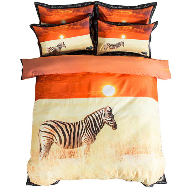 3d animal zebra print sunset bedding sets twin queen king size duvet cover cotton bed sheets pillowcase modern home textiles