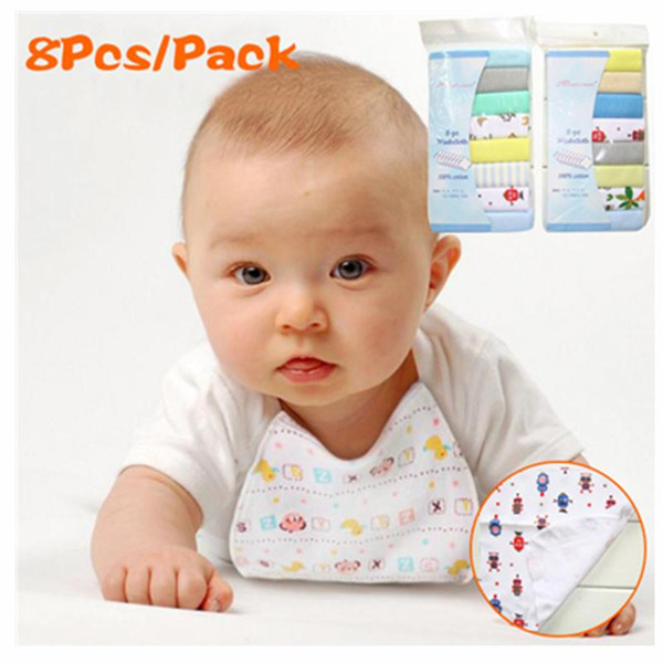 8pcs/lot cotton newborn baby infant towels print saliva nursing feeding bibs dry fast towel for kids washcloth handkerchief