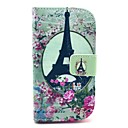 Rose Flower Eiffel Tower Pattern PU Leather Case with Card Holder for Samsung Galaxy Trend Duos S7562
