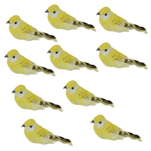 Deko-Federvögel, gelb, 7 x 3 cm, 10 Stück