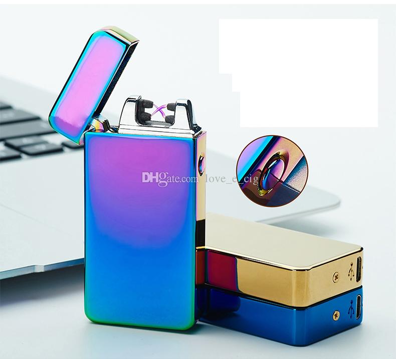 DHL Free Double fire cross twin arc Double cross fire ice new electric arc usb lighters with gift box