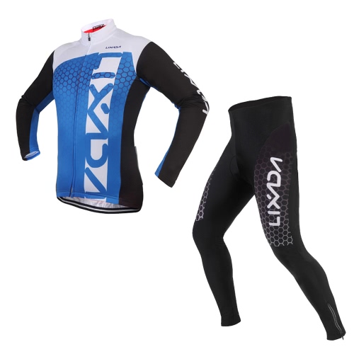 Lixada Unisex Breathable Comfortable Long Sleeve Padded Pants Trousers Winter Cycling Clothing Set Road Bike Riding Sportswear