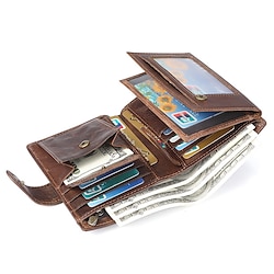 portefeuille pour hommes fente multi-cartes rfid portefeuille en cuir rétro décontracté grande capacité pochette porte-monnaie miniinthebox