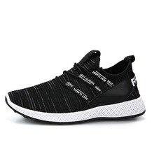 Men Sports Running Shoes 2020 Spring New Men's Breathable Running  Shoes Male Casual Fly-woven Sneakers Travel Black Flats Man