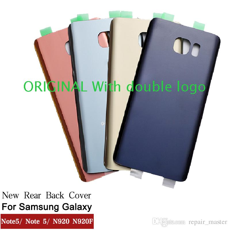 New ORIGINAL Rear Battery Door For Samsung Galaxy Note5 Note 5 N920 N920F Back Glass Housing Cover With Logo + Sticker