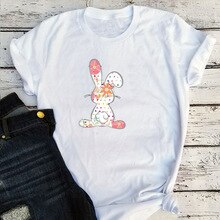 Easter Rabbit Shirt 2020 Women Easter Shirts Bunny Tee Plus Graphic Tees Women Print Casual Korean Clothes 90s