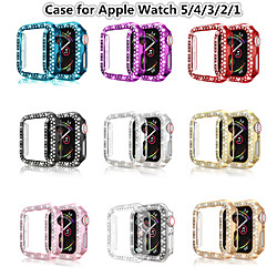 Doppelreihen Bling Diamonds Uhrengehäuse für Apple Watch Serie 5/4/3/2/1 glänzende Abdeckung Kristall Stoßstange PC plattiert harten Schutzrahmen